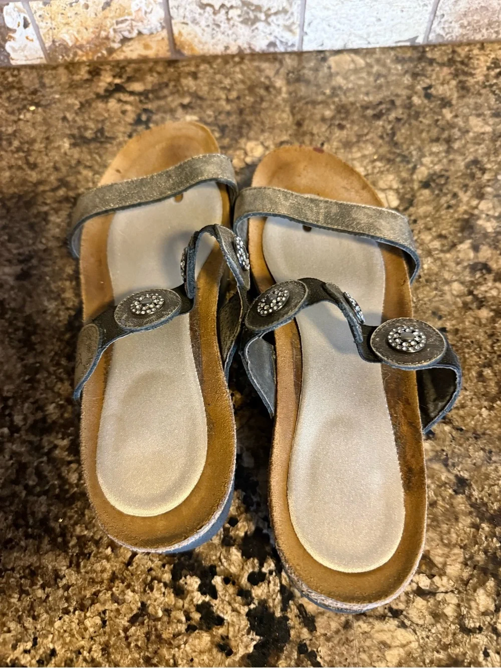 NAOT Marissa Platform Wedge Slide Sandals Rhinestone Accented Women’s 40 US 9 M.